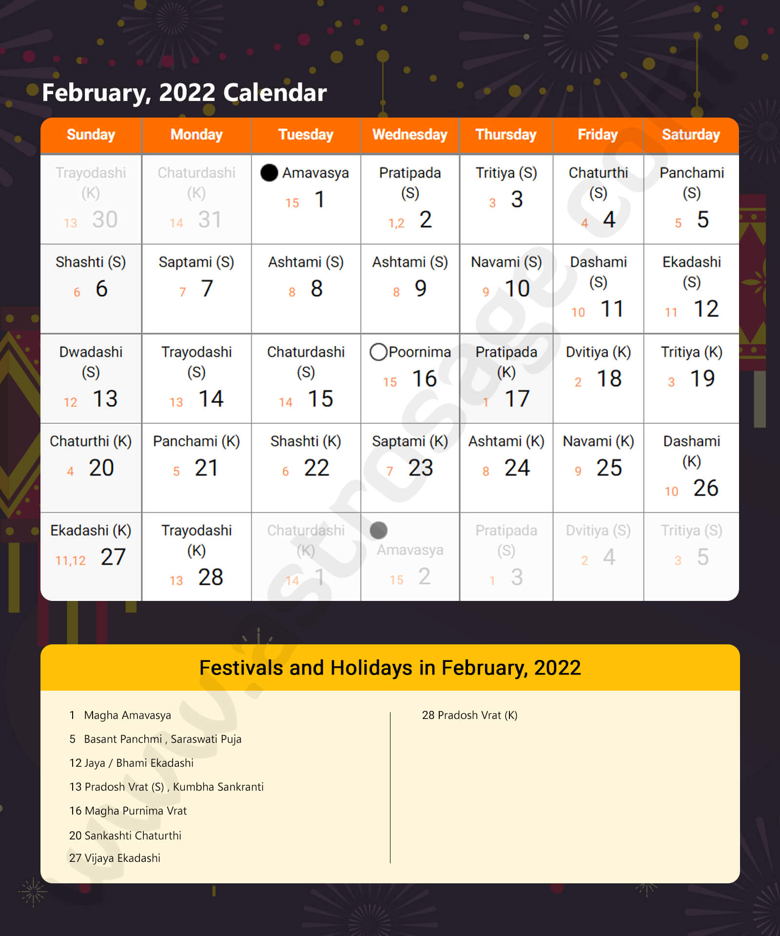 Monthly Calendar 2022 February